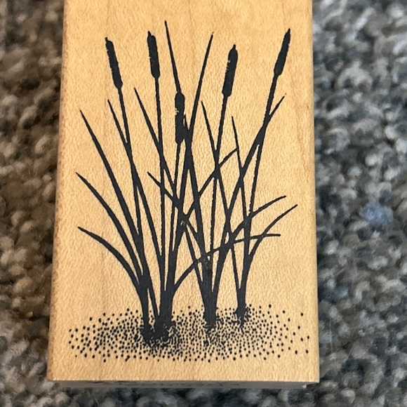Stampscapes, cattails, B164, rubber, wood, mounted stamp - Picture 9 of 9